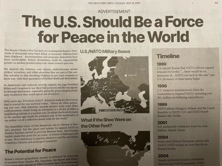 The U.S. Should Be a Force for Peace in the World